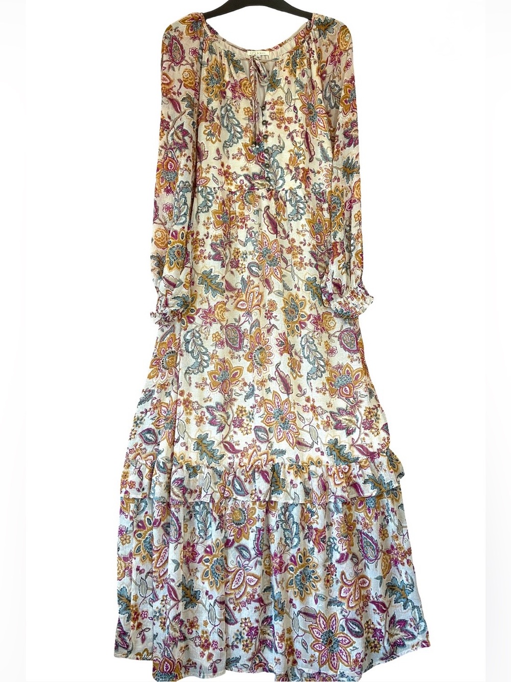 Kate & Sam Boho Tiered Floral Long Sleeve Maxi Dress - Picture 11 of 16